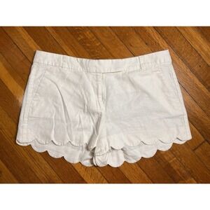 J. Crew Factory Re-Imagined White 4" Scallop Hem Cotton Shorts Sz. 12 Reg